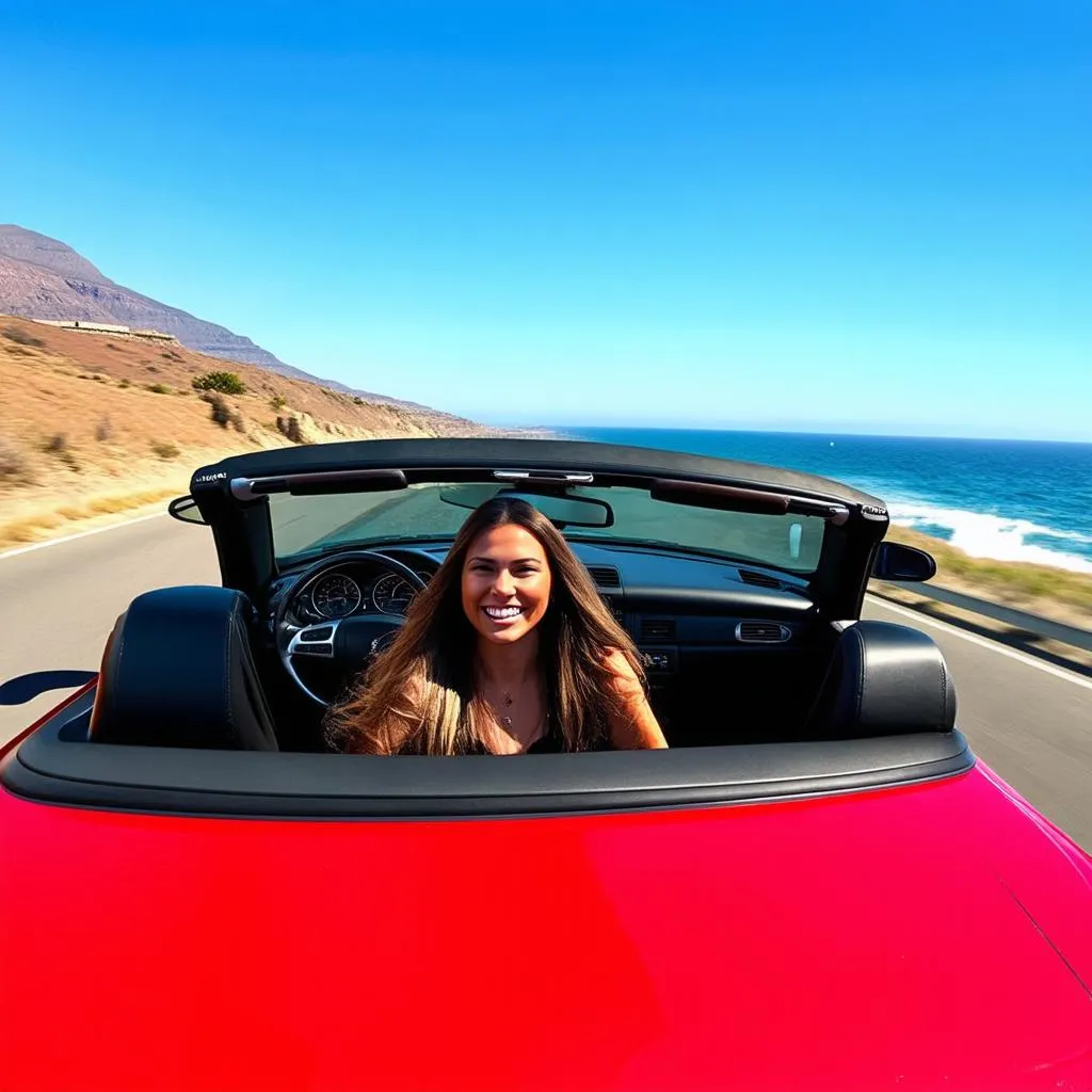 Woman Driving Convertible