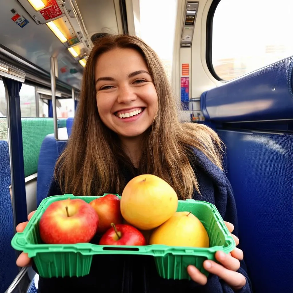 woman eating fruit