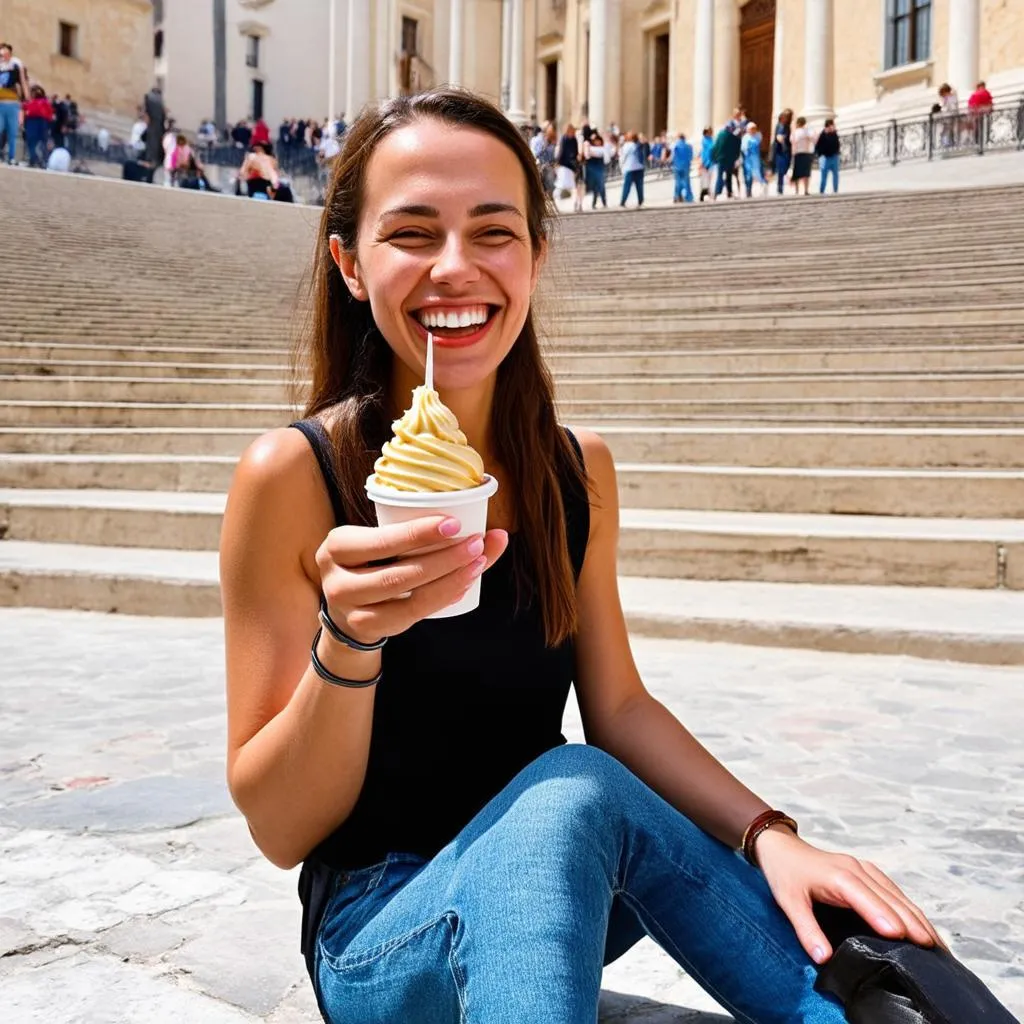 Enjoying Gelato in Rome