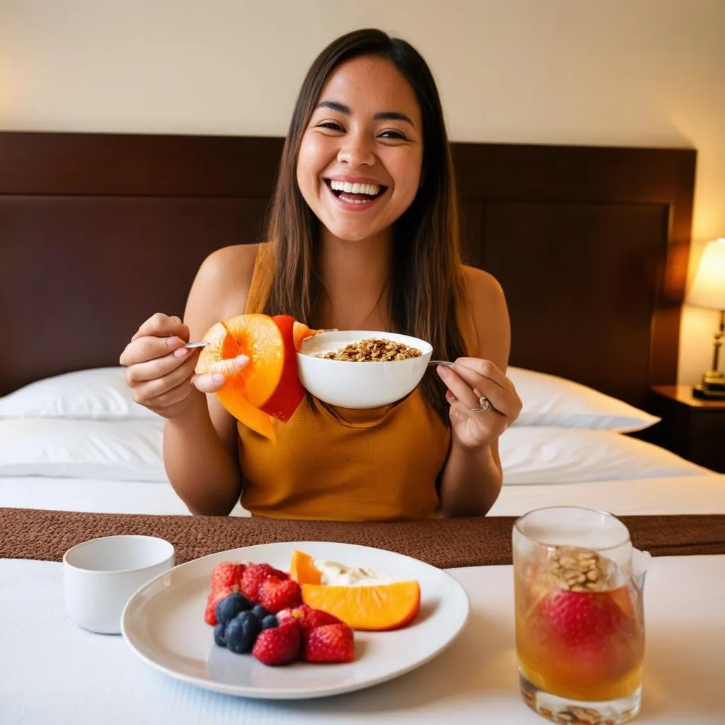 woman eating breakfast