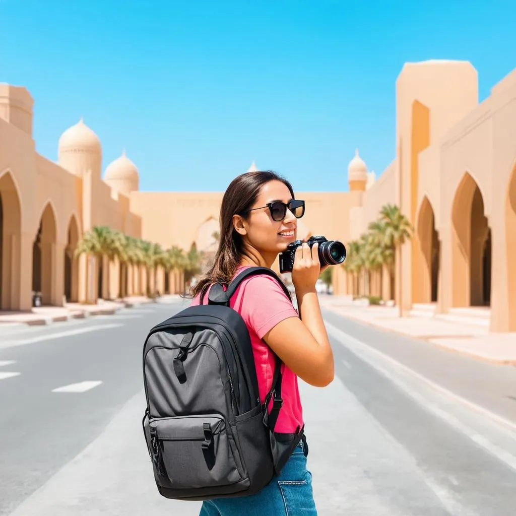 Woman exploring the sights of Abu Dhabi