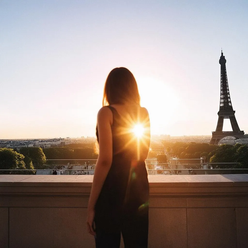 Woman Admiring the Eiffel Tower