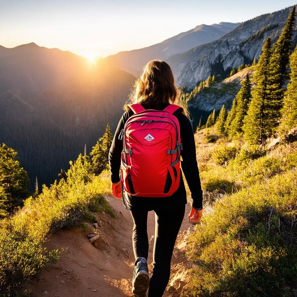 Woman Hiking with Backpack