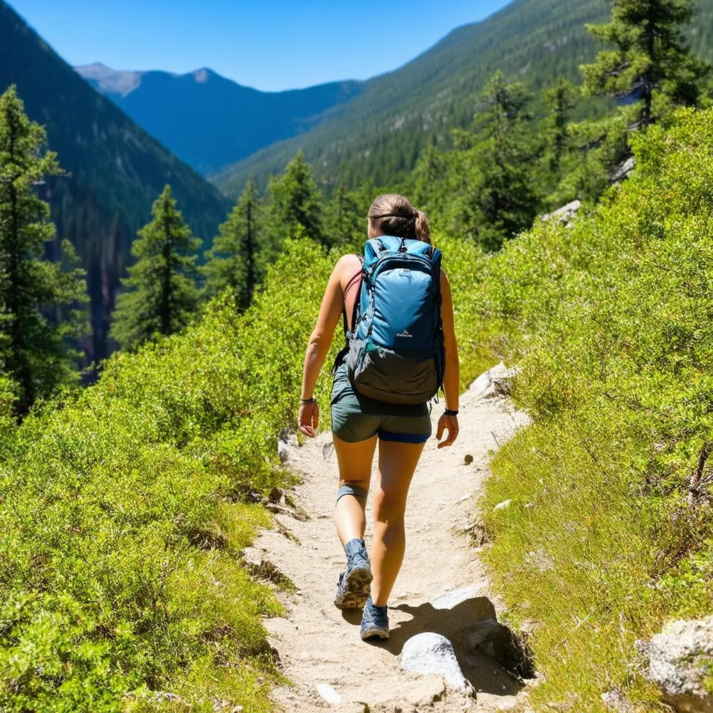 Hiking on a mountain trail