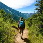 Woman Hiking in Mountains