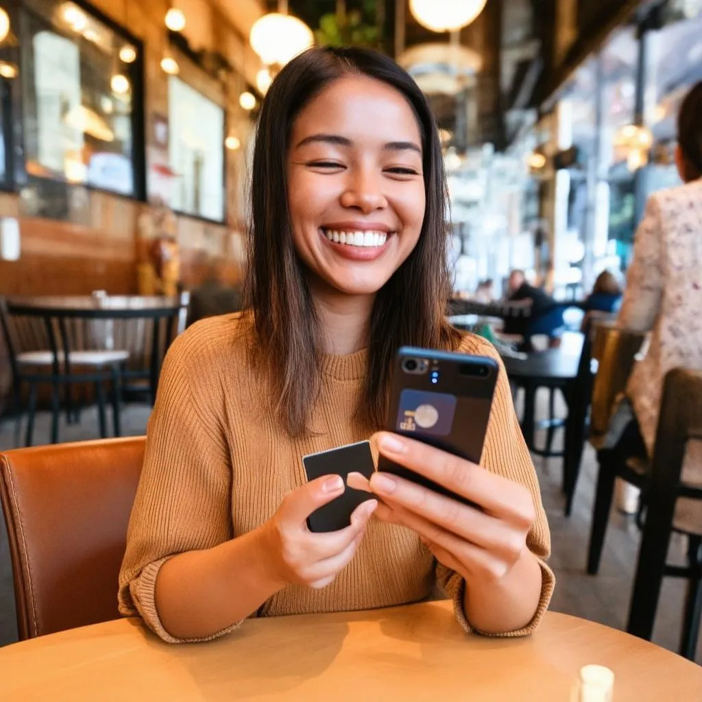 woman with phone and credit card