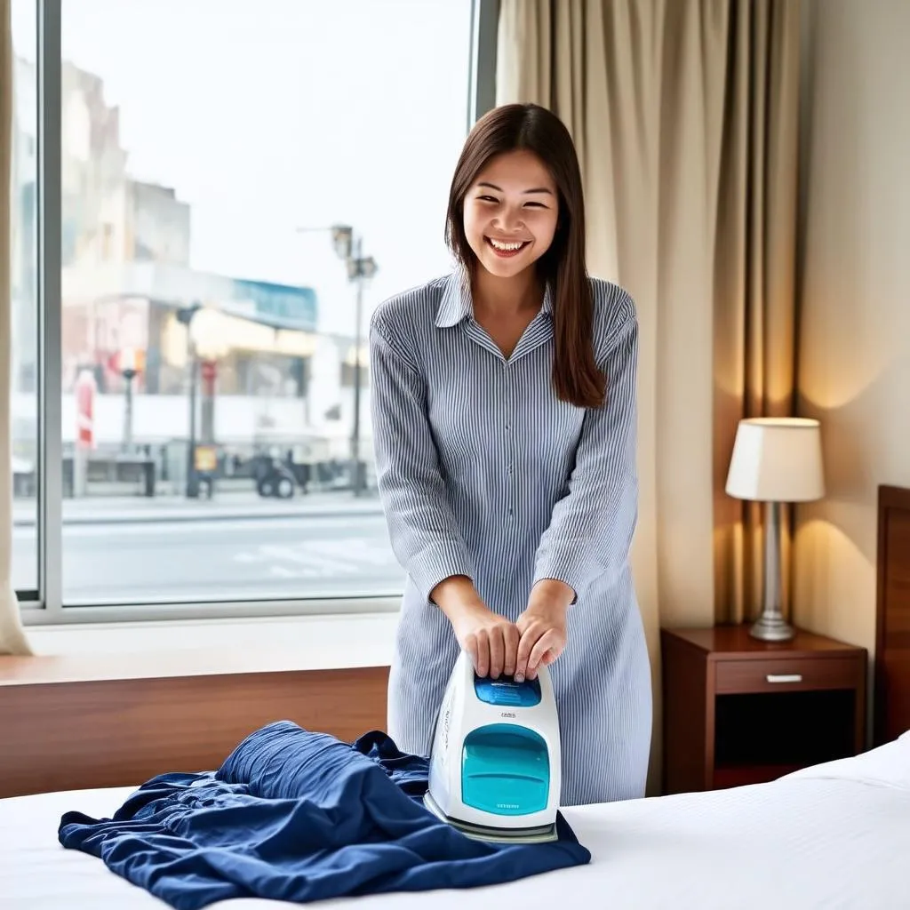 Woman Ironing Clothes