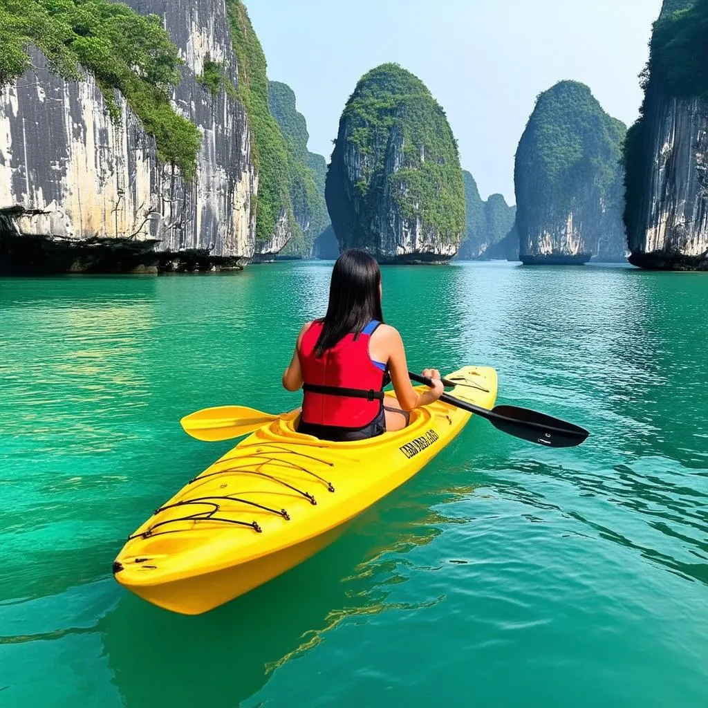 Kayaking in Ha Long Bay