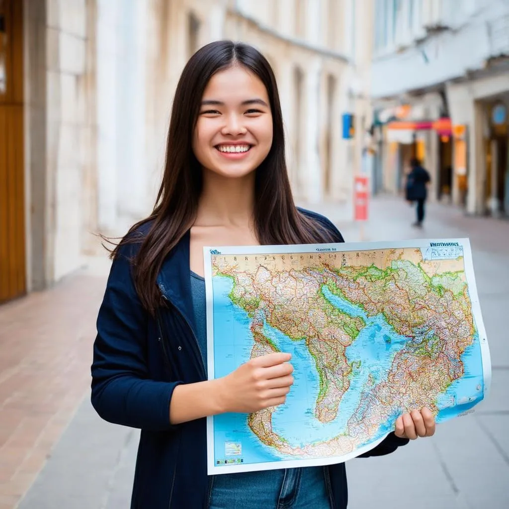 woman holding a map