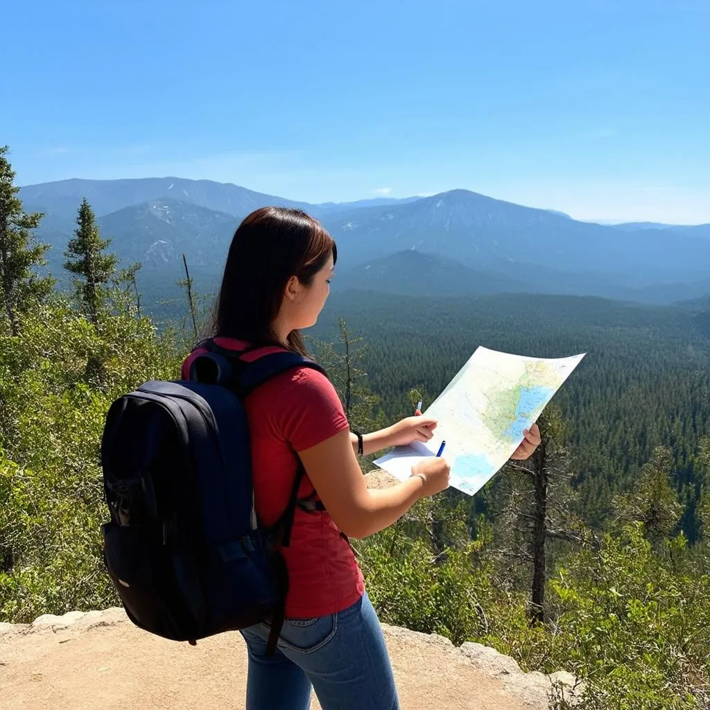 Woman Studying a Map