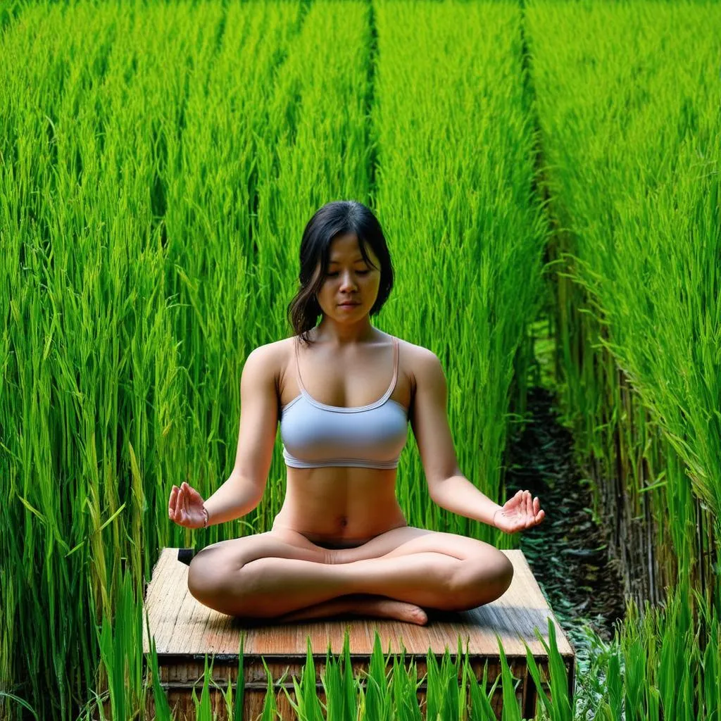 Woman Meditating in Bali