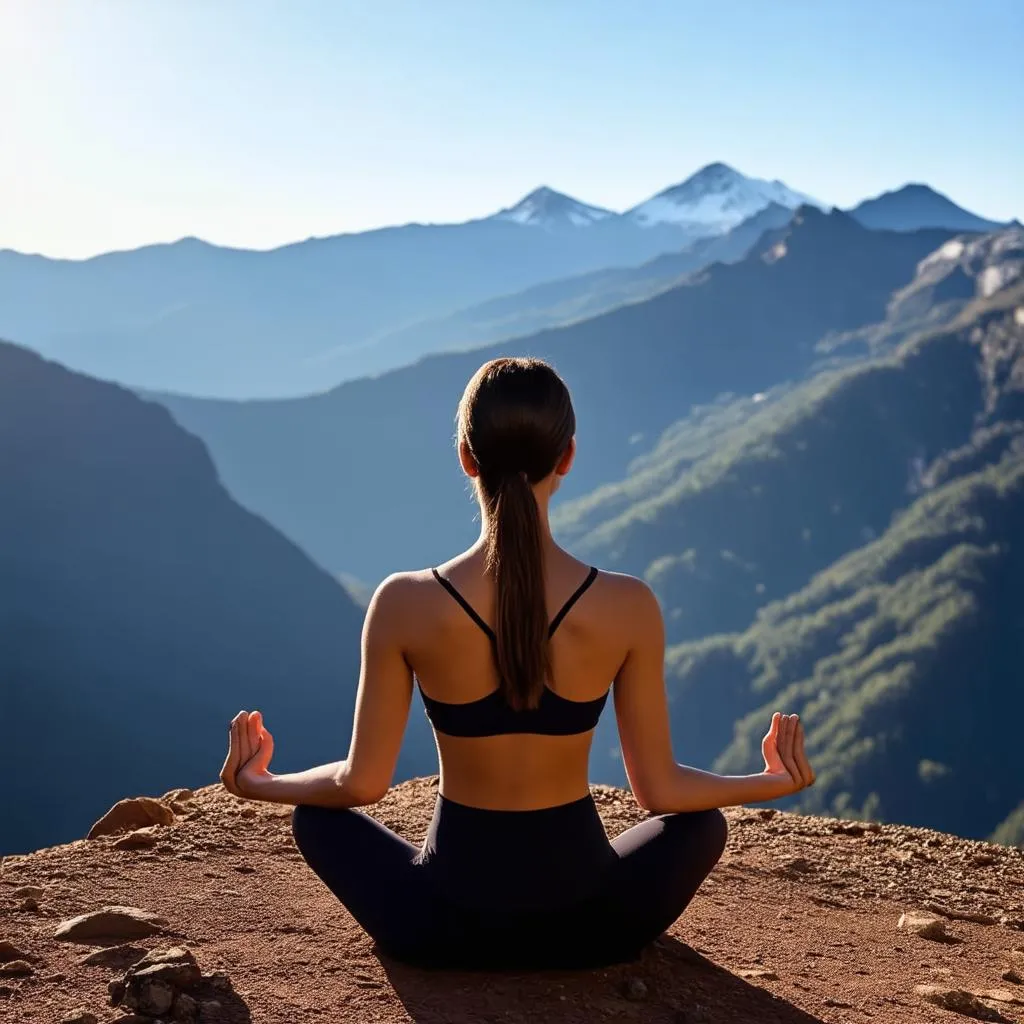 Solo traveler finding peace and balance in nature