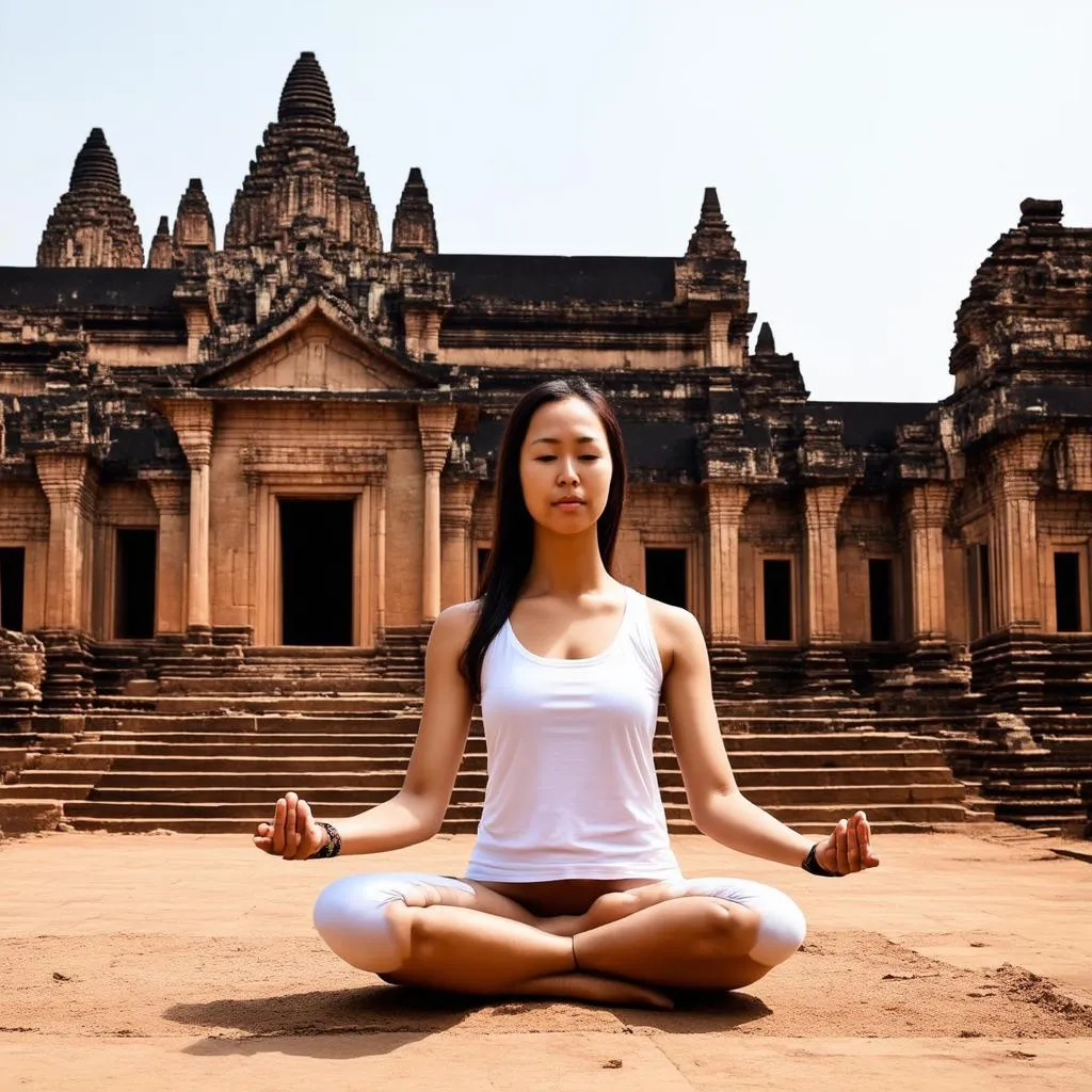 woman finding peace while traveling