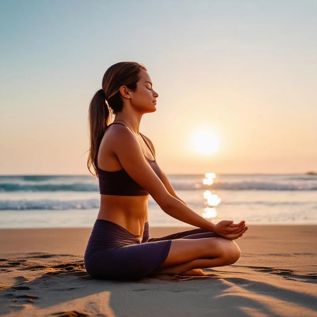 Woman meditating to ground herself