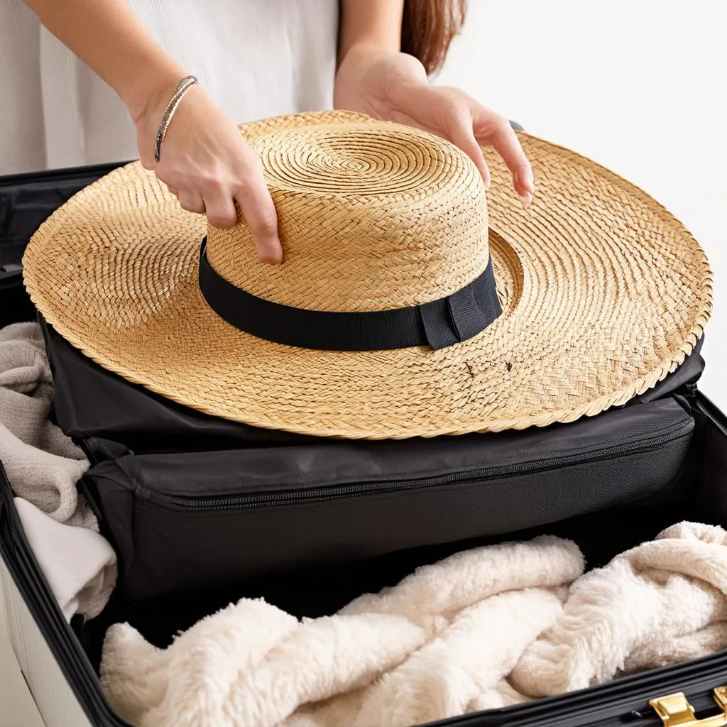 suitcase hat packing