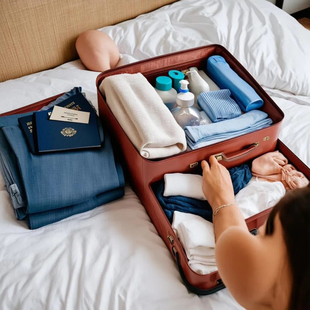 Woman packing her suitcase for a trip