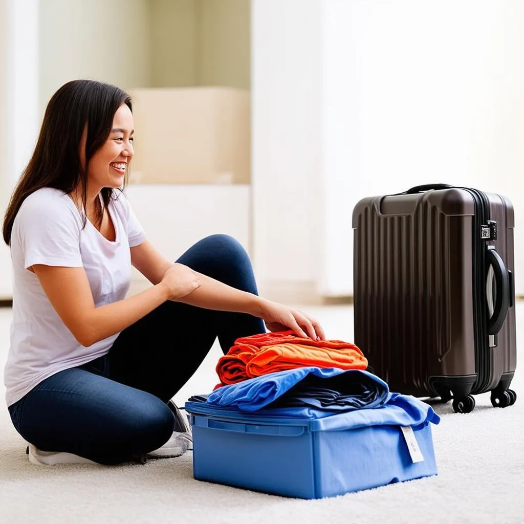 Woman packing suitcase for a trip