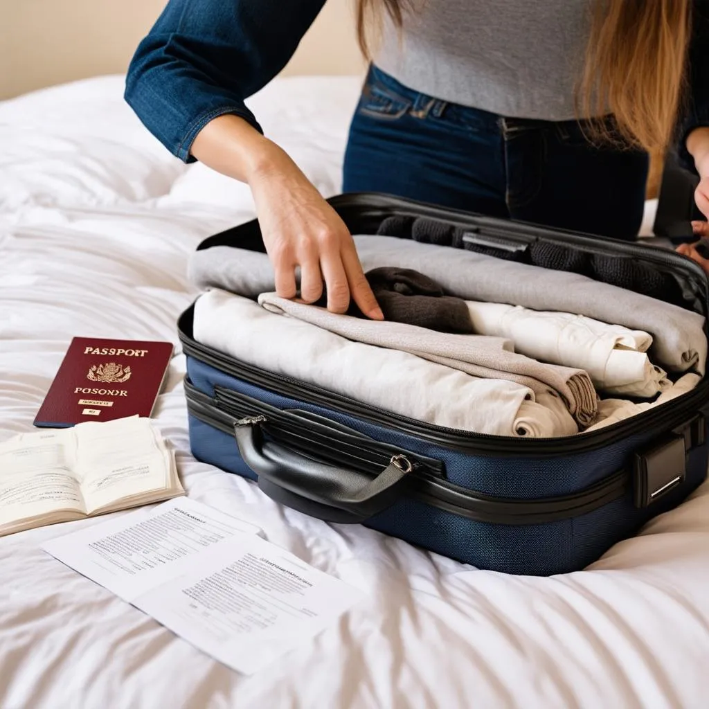 Woman packing a suitcase