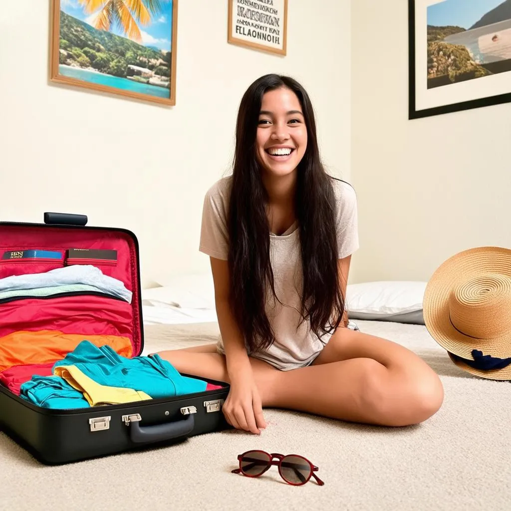 woman packing for Mexico