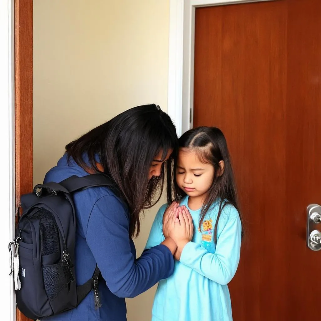 woman praying for her daughter