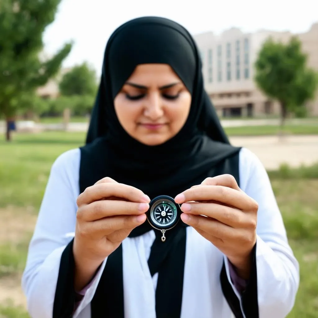 Muslim woman praying outdoors