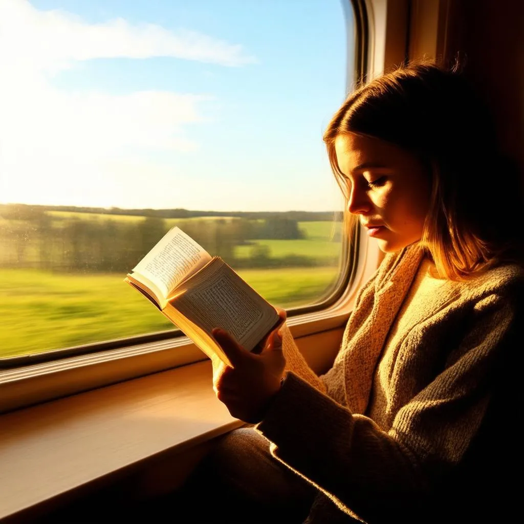 reading on a train