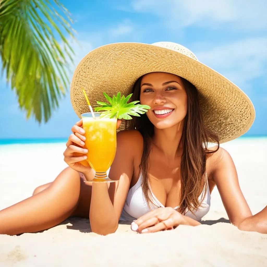 woman relaxing on beach