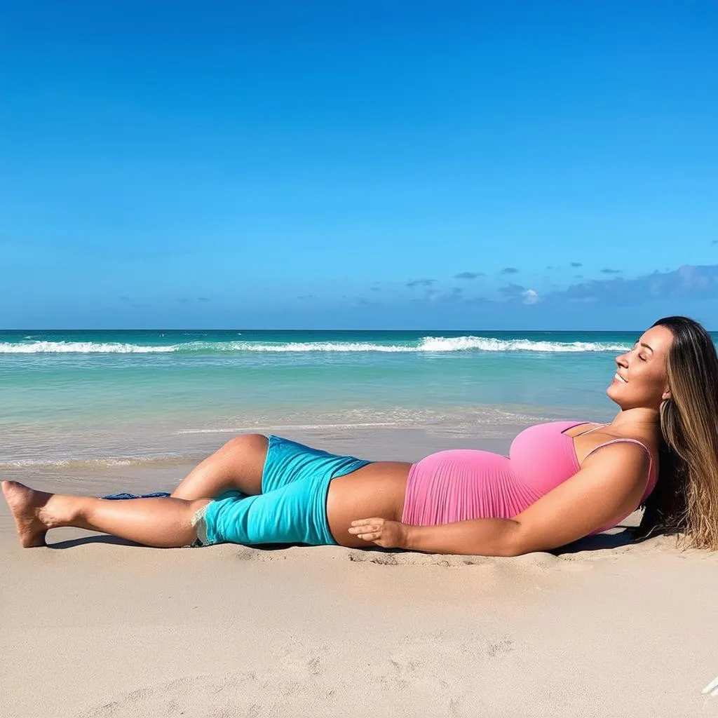 woman relaxing on beach