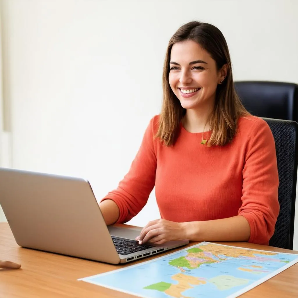 woman researching travel destinations