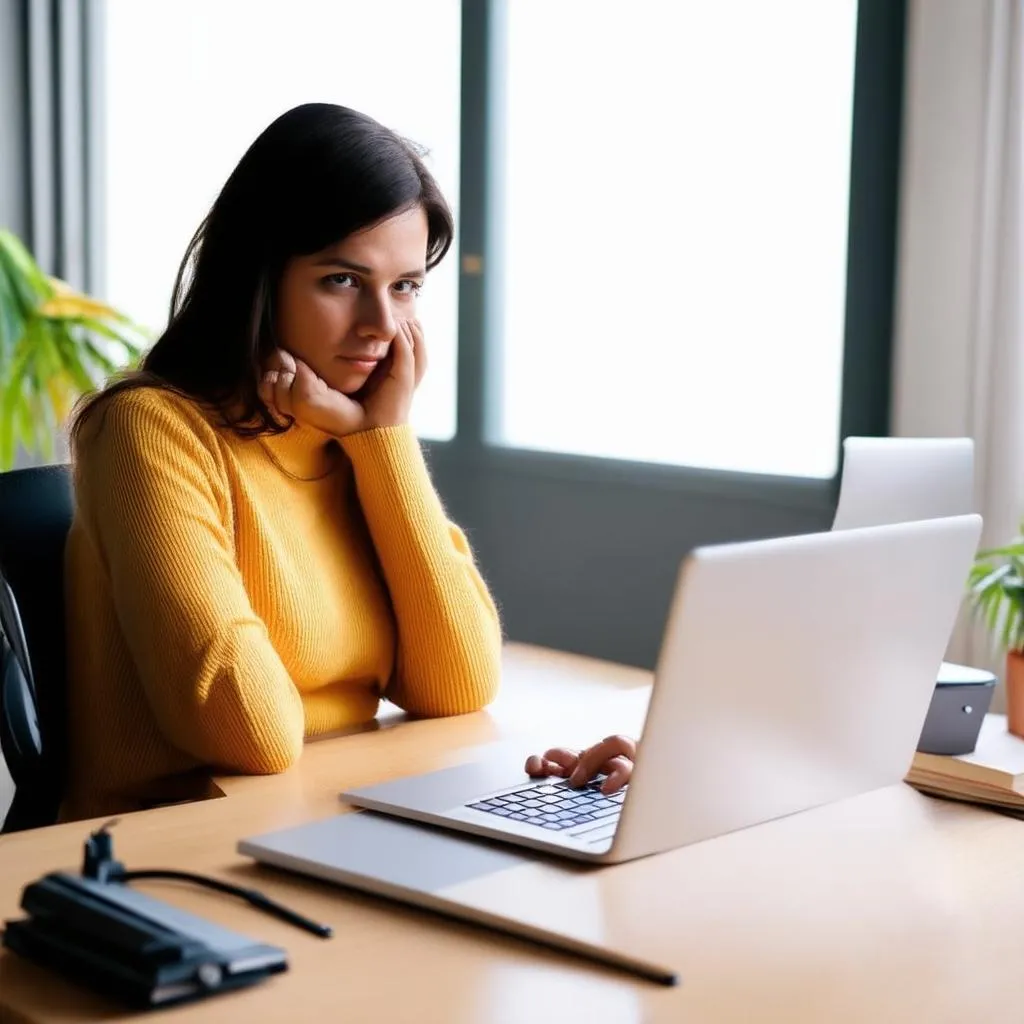 Woman Researching Travel Safety