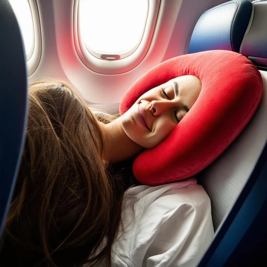 Sleeping Woman on Airplane