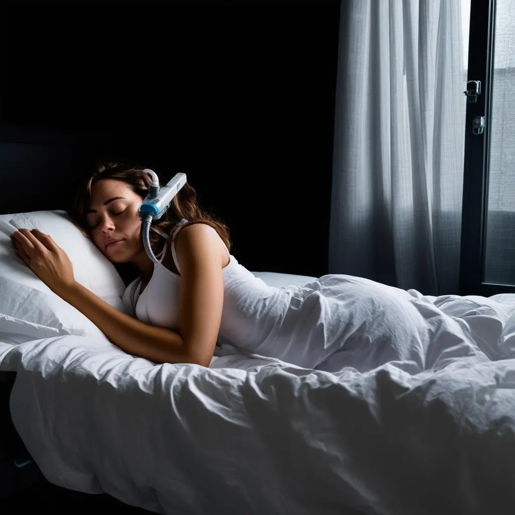 Woman Sleeping Peacefully With CPAP