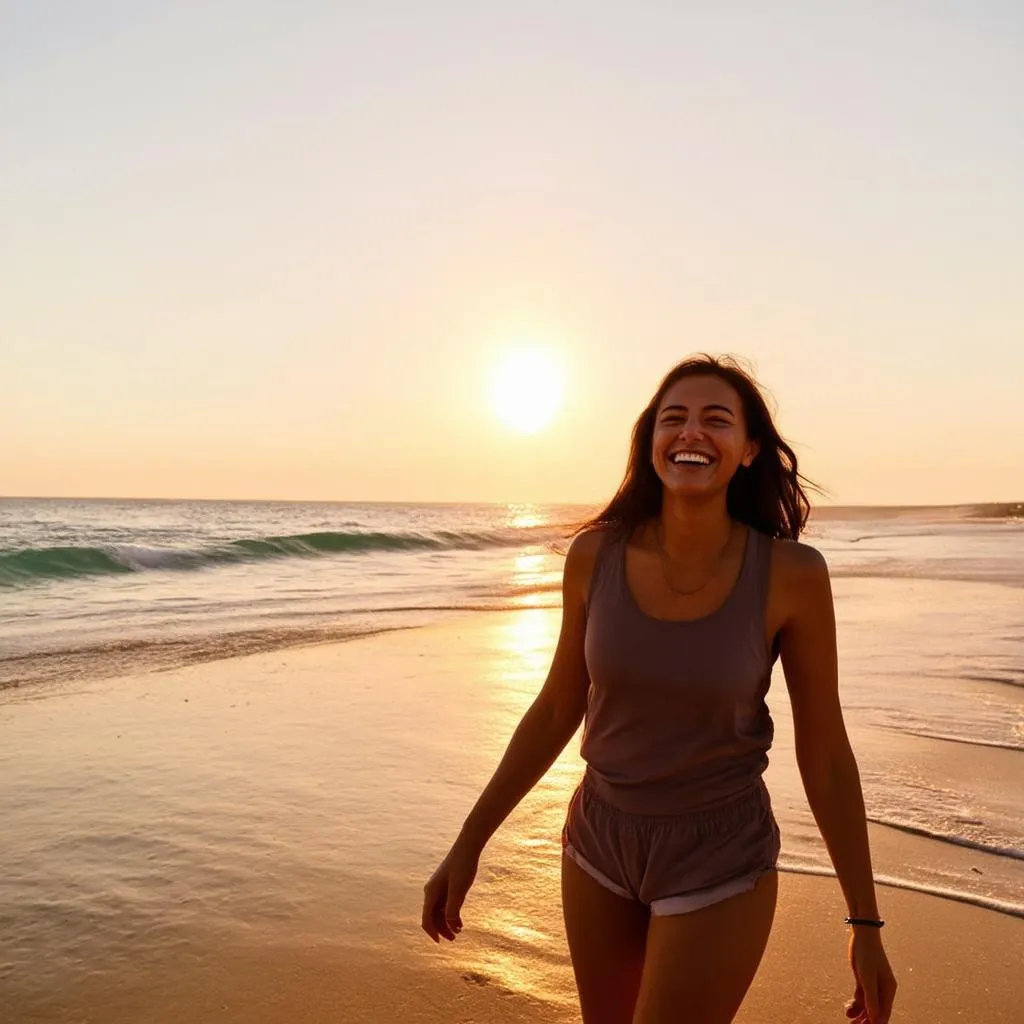 smiling woman on beach