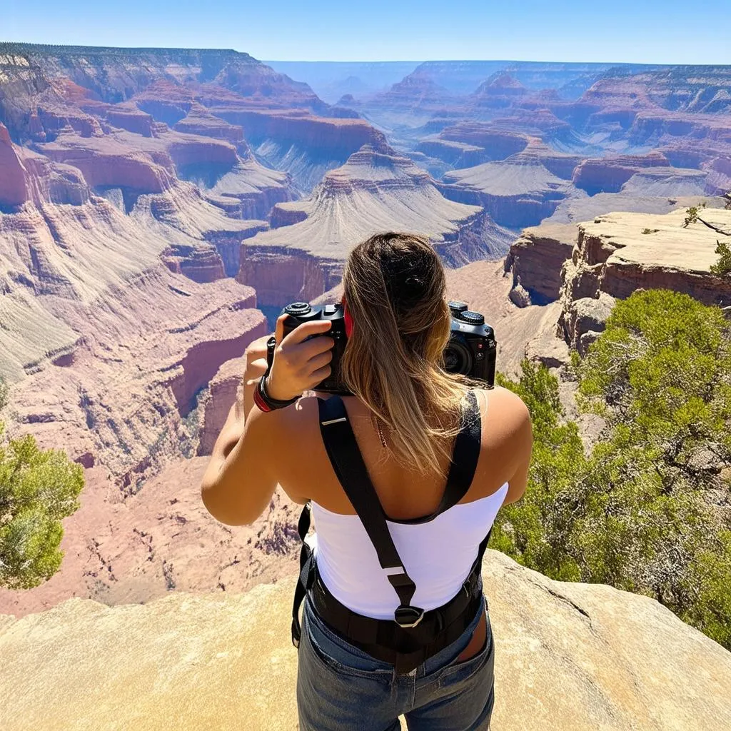 Woman Taking a Photo at the Grand Canyon