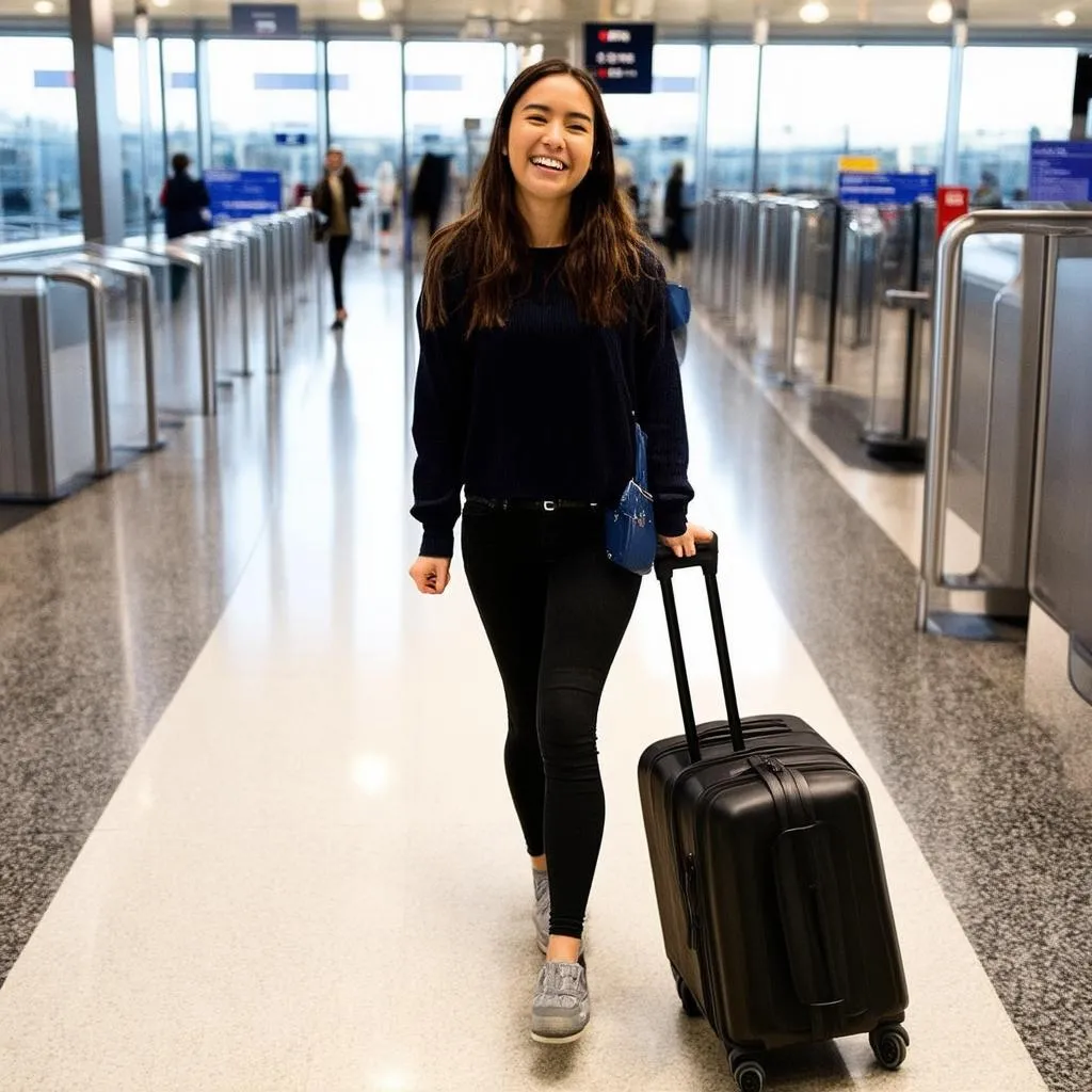 Woman Traveling With Duffel Bag