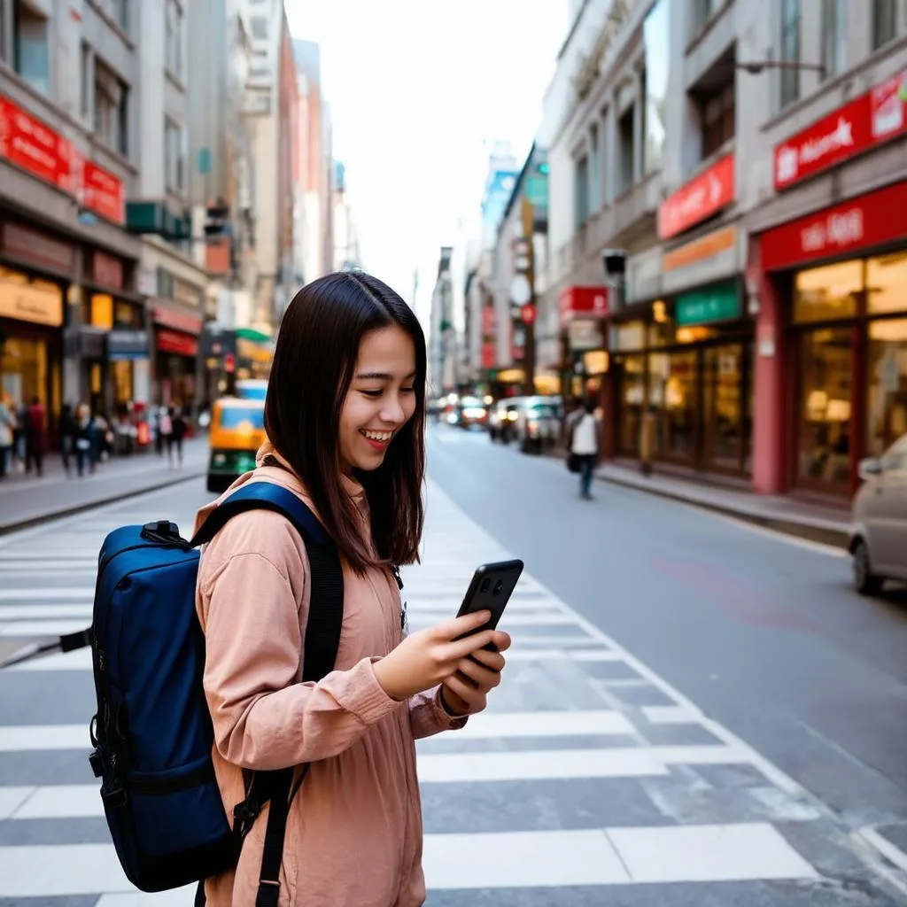 woman using phone