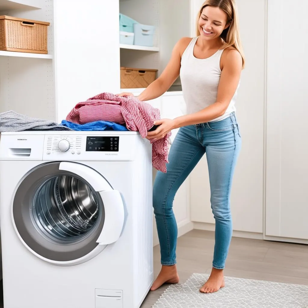 Woman washing clothes