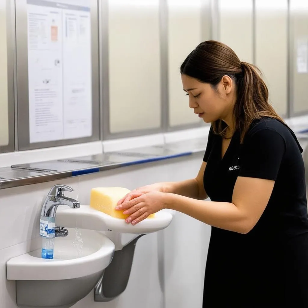 Washing Hands in Airport