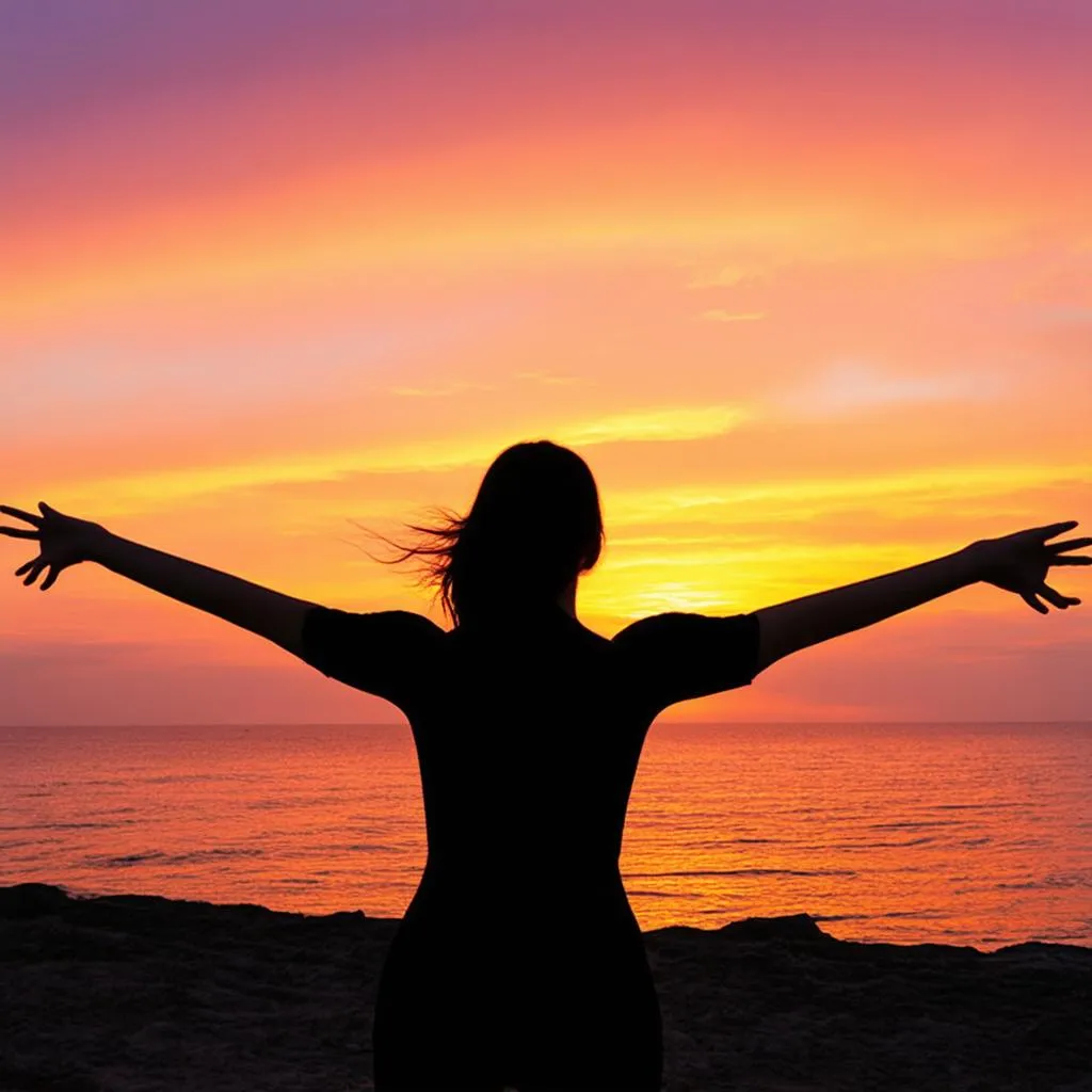 solo female traveler enjoying the view