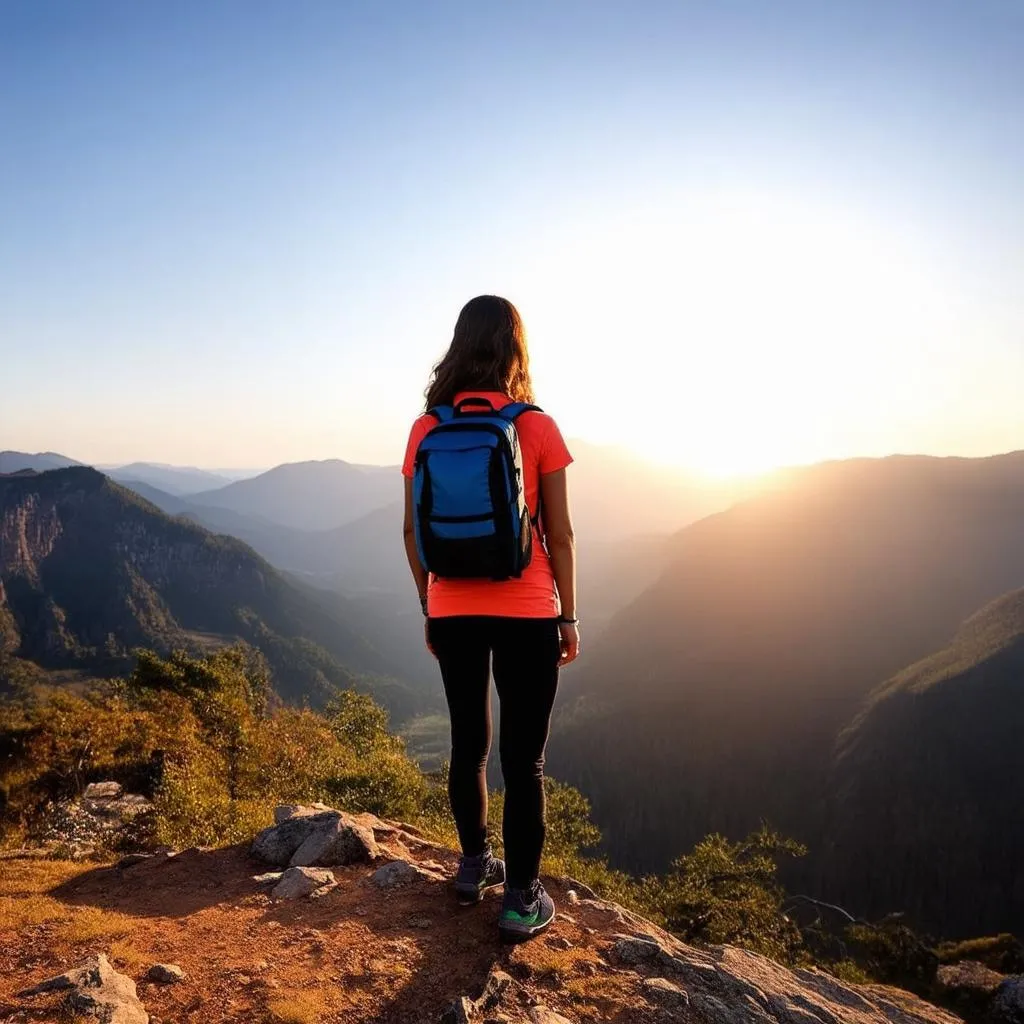 Woman Hiking with Backpack