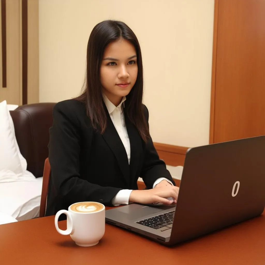 woman working on laptop