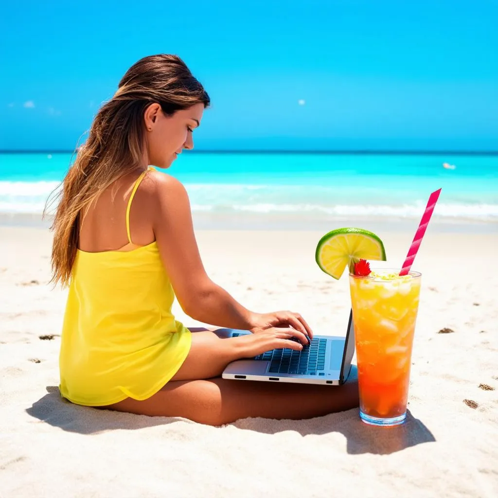 woman working on laptop