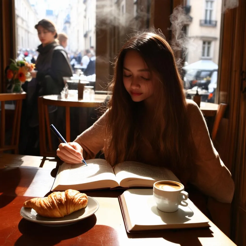 woman writing in journal