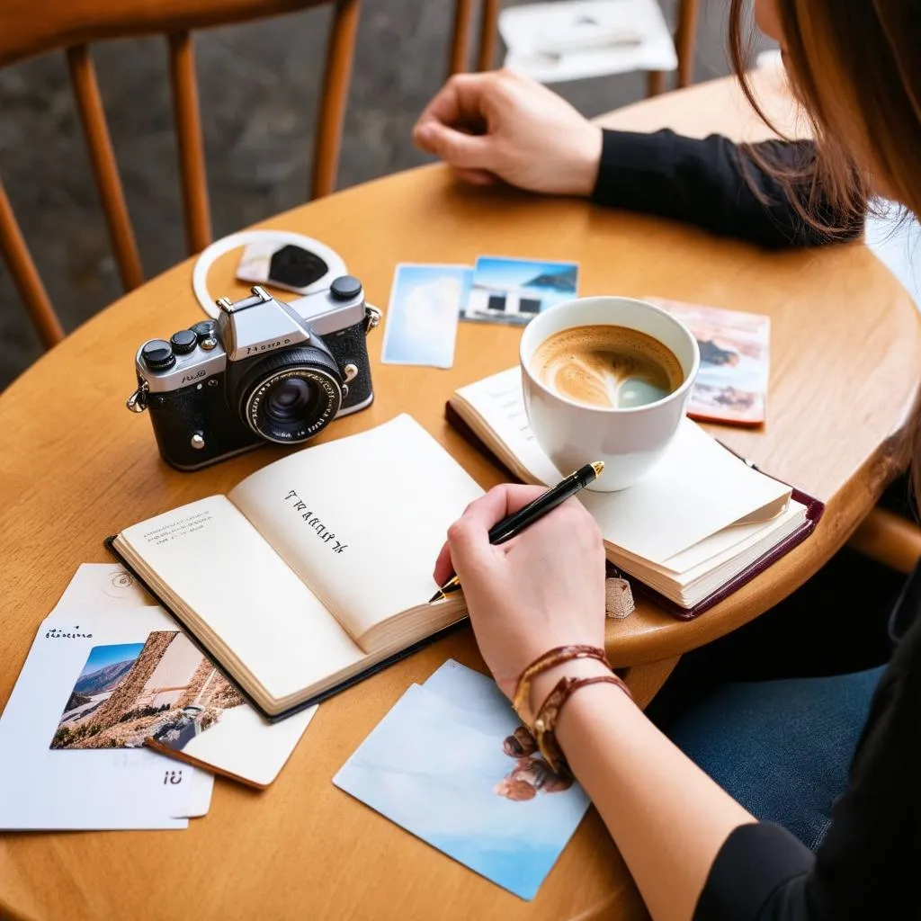 Woman Writing in Travel Journal