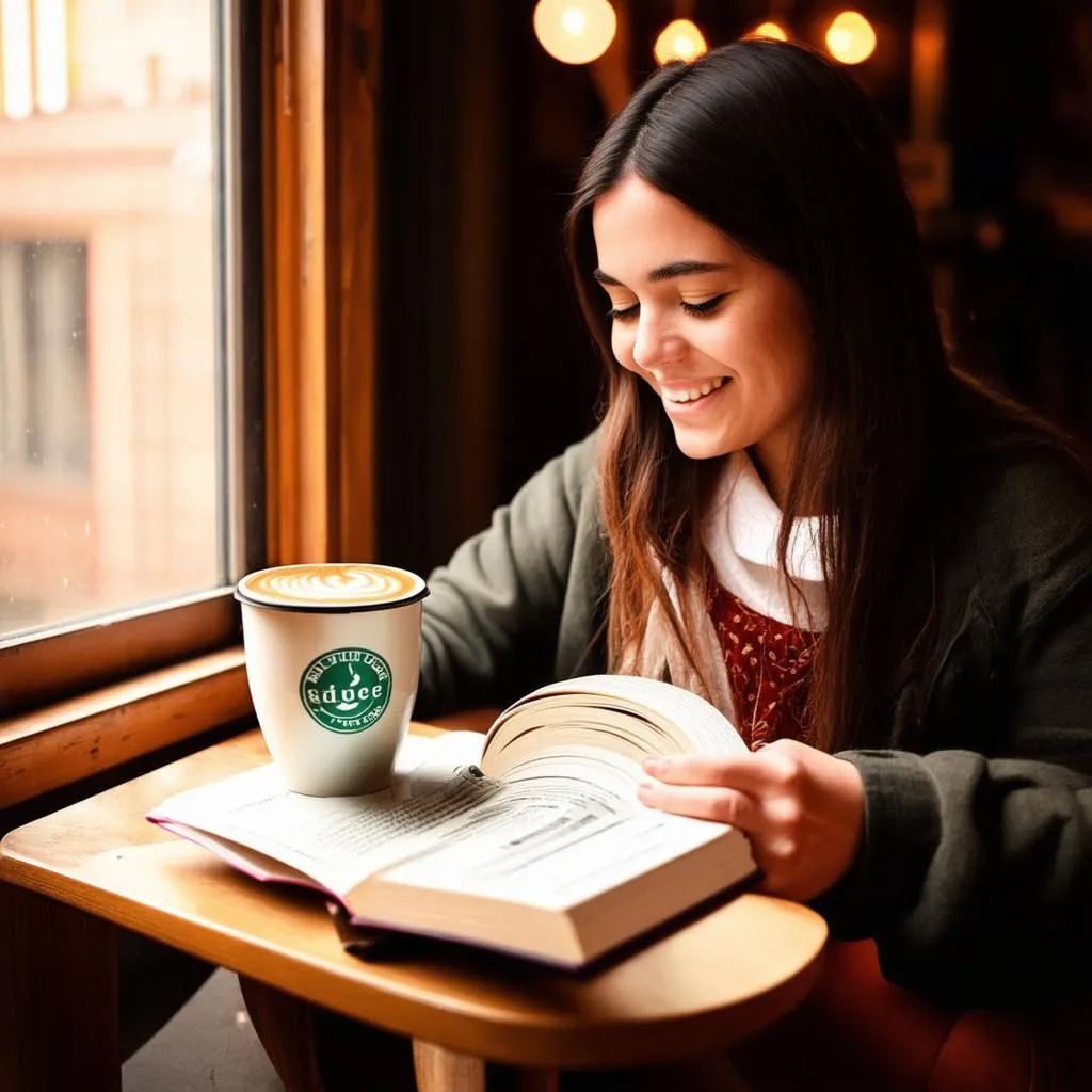 Woman reading travel guide