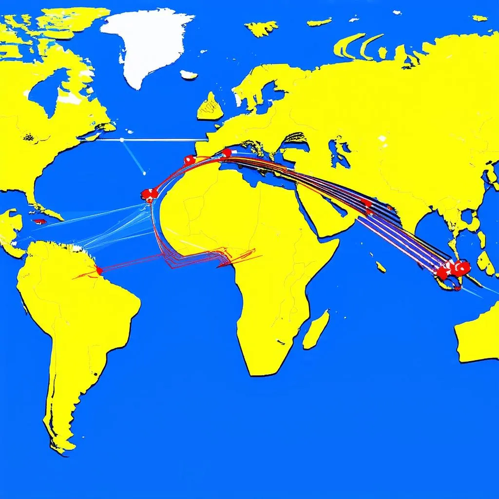 World Map With Missile Trajectory