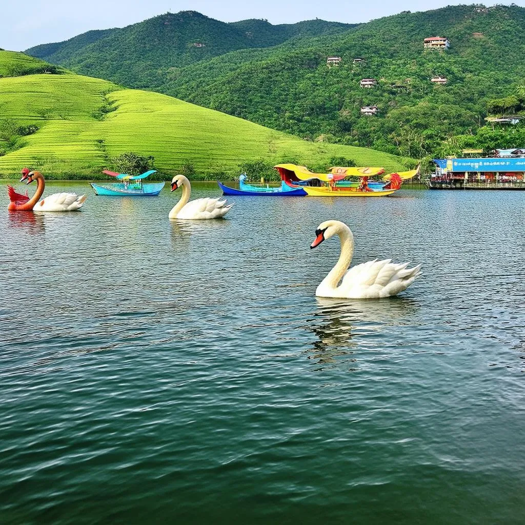 serene-lake-with-swan-boats