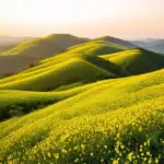 Yellow Flowers on Green Hills