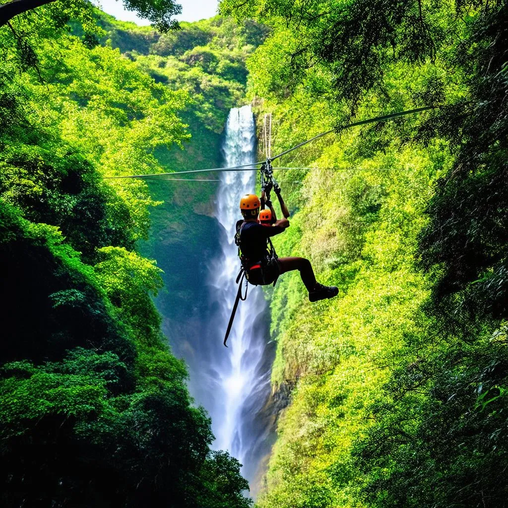 Ziplining in Yang Bay