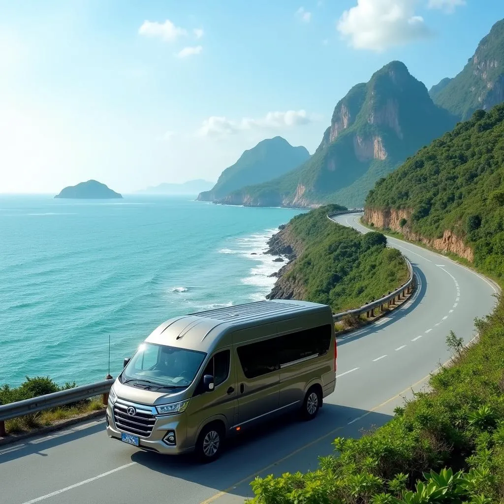 16-Seater Van on Coastal Road in Quy Nhon